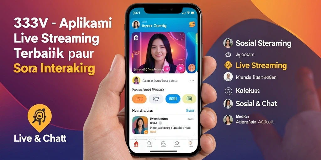 Antarmuka aplikasi 333V yang memudahkan pengguna untuk Live Streaming.