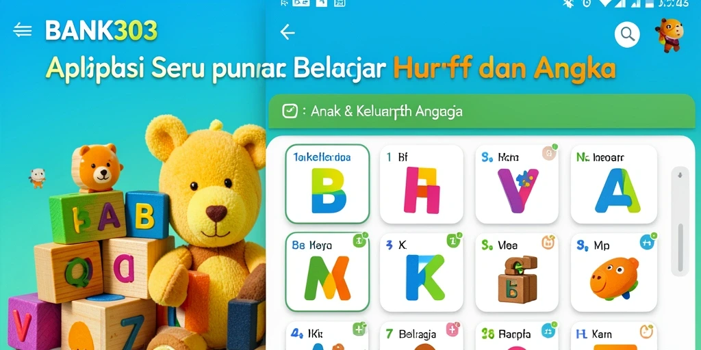 Antarmuka aplikasi BANK303 yang ramah anak dan interaktif.