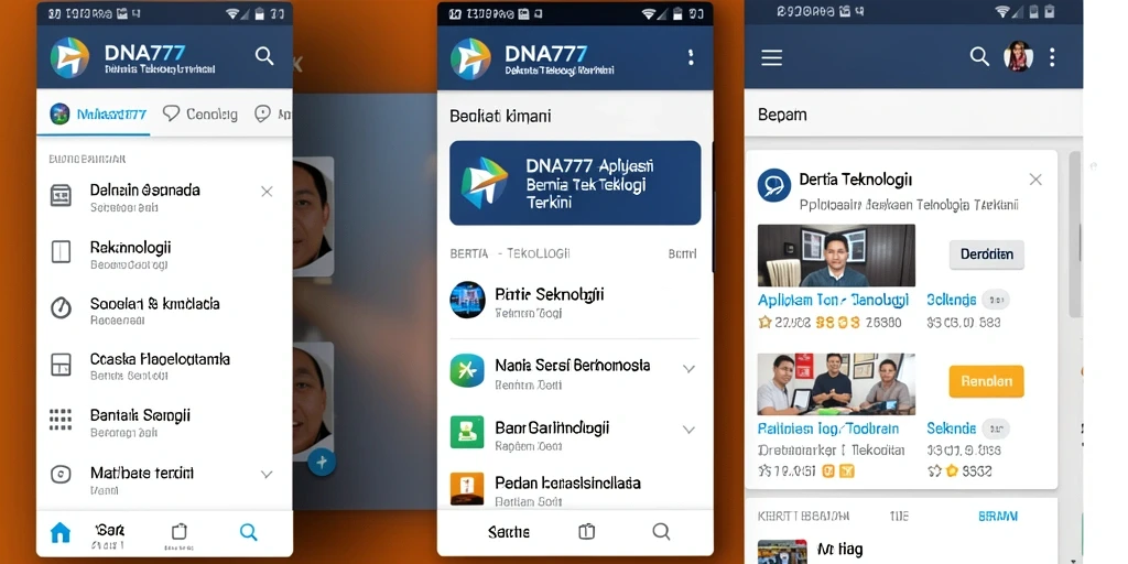 Antarmuka pengguna DNA777 yang modern dan informatif