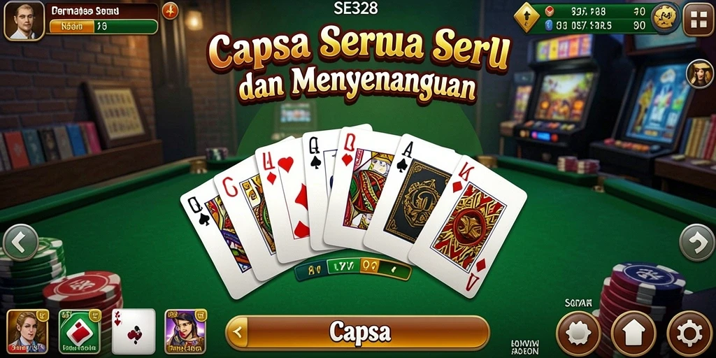 Antarmuka permainan Capsa SE328 yang menarik dan interaktif.